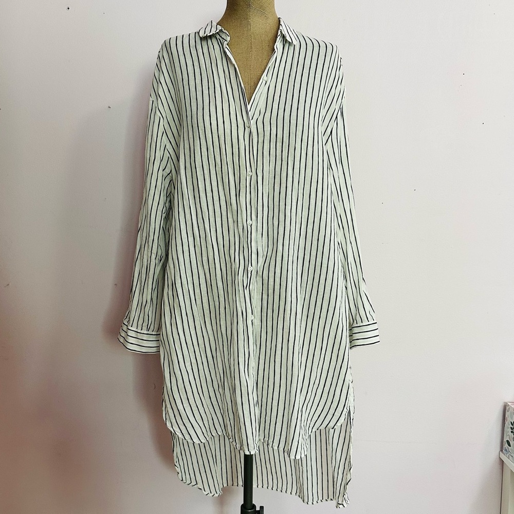 Striped Button-Down Shirt Dress